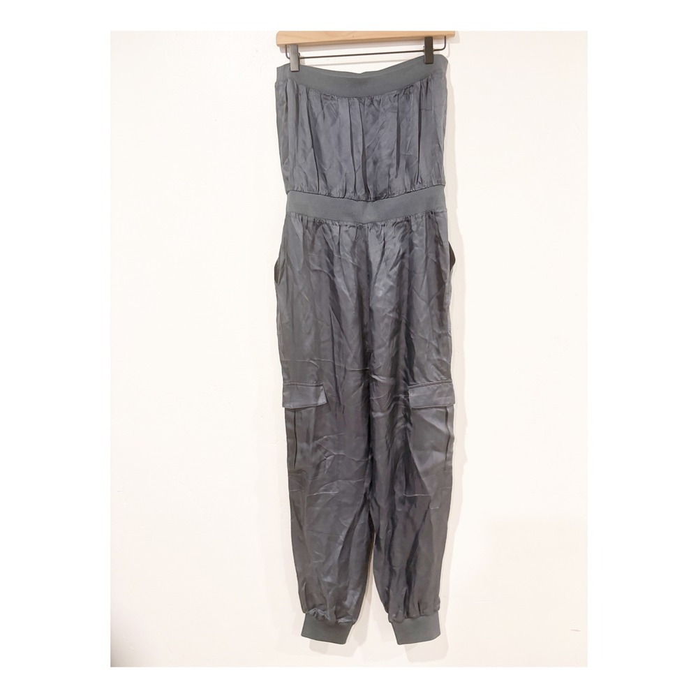 Cinq a Sept Tous Les Jours Strapless Cargo Jumpsuit Slate Blue Grey Size M - Picture 2 of 5